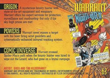 1995 Fleer Ultra Spider-Man - Gold Foil Signature Series #63 Warrant Back
