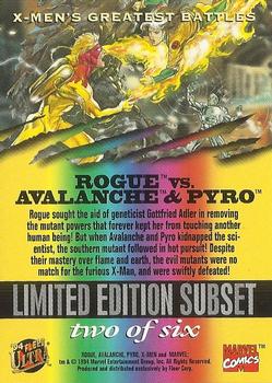 1994 Ultra X-Men - X-Men's Greatest Battles #2 Rogue vs. Pyro & Avalanche Back