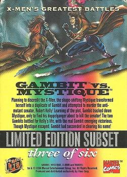 1994 Ultra X-Men - X-Men's Greatest Battles #3 Gambit vs. Mystique Back