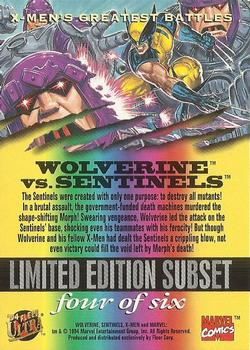 1994 Ultra X-Men - X-Men's Greatest Battles #4 Wolverine vs. Sentinels Back