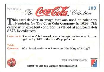 1994 Collect-A-Card Coca-Cola Collection Series 2 #109 Calendar - 1926 Back