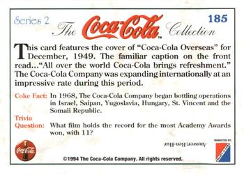 1994 Collect-A-Card Coca-Cola Collection Series 2 #185 Overseas - 1949 Back