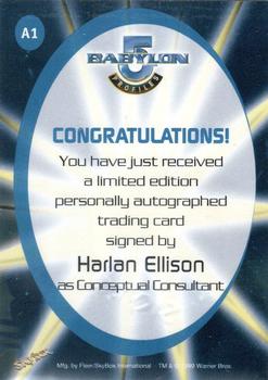 1999 SkyBox Babylon 5: Profiles - Autographs #A1 Harlan Ellison Back