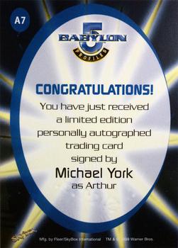 1999 SkyBox Babylon 5: Profiles - Autographs #A7 Michael York Back