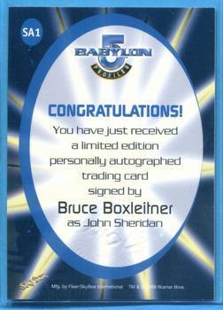 1999 SkyBox Babylon 5: Profiles - Sleeping in Light Autographs #SA1 Bruce Boxleitner Back