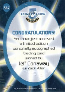 1999 SkyBox Babylon 5: Profiles - Sleeping in Light Autographs #SA7 Jeff Conaway Back