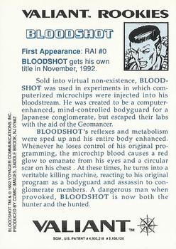 1992 Comic Images Unity: Time Is Not Absolute - Valiant Rookies Chromium #NNO1 Bloodshot Back