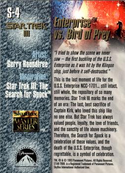 1993 SkyBox Star Trek Master Series - Spectra Cards #S4 Enterprise vs. Bird of Prey Back