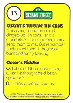 1992 Idolmaker Sesame Street #13 Oscar 12 Cans Back