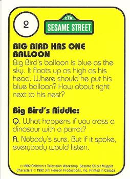 1992 Idolmaker Sesame Street #2 Big Bird 1 Balloon Back