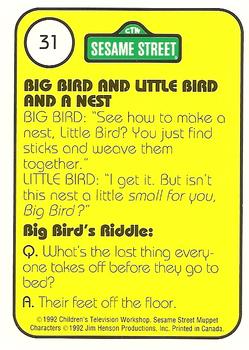 1992 Idolmaker Sesame Street #31 N Big Bird and Little Bird and a Nest Back