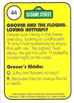 1992 Idolmaker Sesame Street #44 Grover and butterflies love flowers Back
