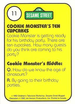 1992 Idolmaker Sesame Street #11 Cookie Monster 10 Cupcakes Back