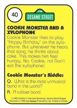 1992 Idolmaker Sesame Street #40 X Cookie Monster and a Xylophone Back