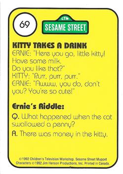 1992 Idolmaker Sesame Street #69 Kitty gets a drink of milk Back