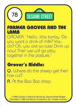 1992 Idolmaker Sesame Street #78 Farmer Grover feeds a lamb Back