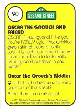 1992 Idolmaker Sesame Street #90 Oscar loves his green friend, the iguana Back