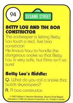 1992 Idolmaker Sesame Street #94 Boa constrictors are kinda scary looking Back