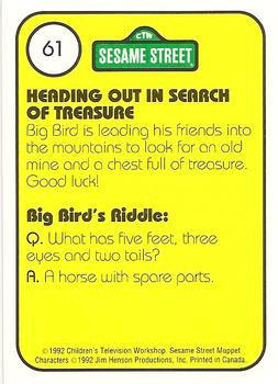 1992 Idolmaker Sesame Street #61 They're off on the treasure hunt. Back