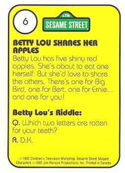 1992 Idolmaker Sesame Street #6 Betty Lou 5 Apples Back