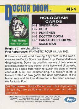 1991 Impel Marvel Universe II - Holograms #H-4 Doctor Doom Back