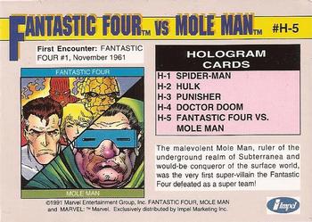 1991 Impel Marvel Universe II - Holograms #H-5 Fantastic Four vs Mole Man Back