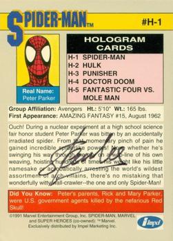 1991 Impel Marvel Universe II - Autographed Hologram #H-1 Spider-Man (Stan Lee) Back