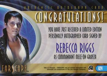 2003 Rittenhouse Farscape Season 4 - Autographs #A24 Rebecca Riggs Back