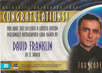 2003 Rittenhouse Farscape Season 4 - Autographs #A25 David Franklin Back