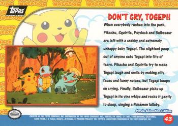 1999 Topps Pokemon the First Movie #43 Don't Cry, togepi! Back
