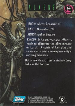 1995 Topps Aliens Predator Universe #14 Arthur Suydam Back