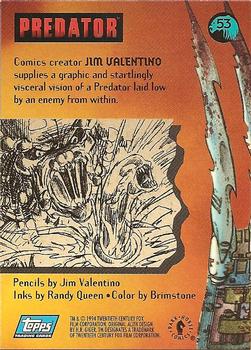 1995 Topps Aliens Predator Universe #53 Jim Valentino Back
