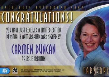 2004 Rittenhouse Farscape Through the Wormhole - Autographs #A35 Carmen Duncan Back