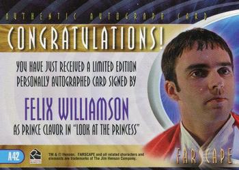 2004 Rittenhouse Farscape Through the Wormhole - Autographs #A42 Felix Williamson Back