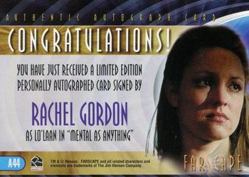 2004 Rittenhouse Farscape Through the Wormhole - Autographs #A44 Rachel Gordon Back
