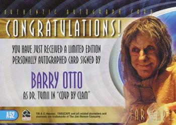 2004 Rittenhouse Farscape Through the Wormhole - Autographs #A52 Barry Otto Back