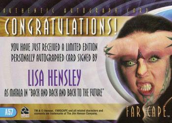 2004 Rittenhouse Farscape Through the Wormhole - Autographs #A57 Lisa Hensley Back