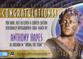 2004 Rittenhouse Farscape Through the Wormhole - Autographs #A59 Anthony Hayes Back