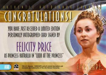 2004 Rittenhouse Farscape Through the Wormhole - Autographs #A60 Felicity Price Back