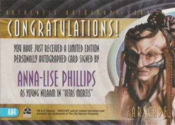 2004 Rittenhouse Farscape Through the Wormhole - Autographs #A64 Anna Lise Phillips Back