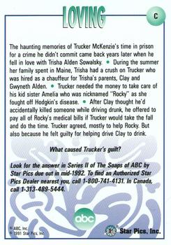 1991 Star Pics All My Children - Letter Cards #C Loving: Trucker McKenzie Back
