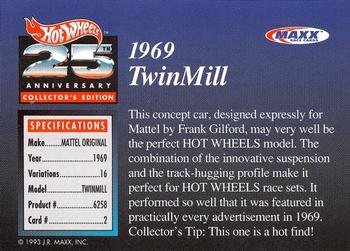 1993 Maxx Hot Wheels 25th Anniversary #2 1969 Twin Mill Back