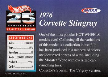 1993 Maxx Hot Wheels 25th Anniversary #9 1976 Corvette Stingray Back