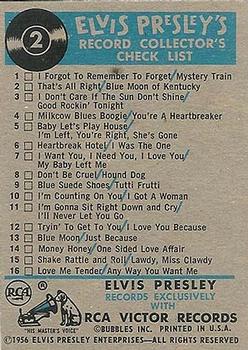 1956 Topps Elvis Presley (Bubbles, R710-1) #2 Elvis Presley Back
