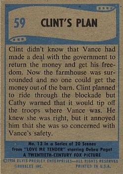 1956 Topps Elvis Presley (Bubbles, R710-1) #59 Clint's Plan Back