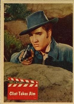 1956 Topps Elvis Presley (Bubbles, R710-1) #65 Clint Takes Aim Front