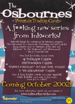 2002 Inkworks The Osbournes - Promos #P1 The Osbournes Back