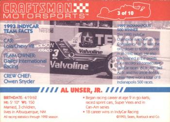 1993 Craftsman - Craftsman Motorsports #3 Al Unser Jr. Back