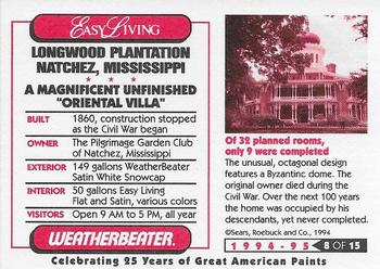 1994-95 Craftsman - Great American Homes #8 Longwood Plantation Back