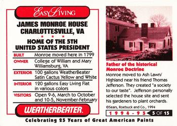 1994-95 Craftsman - Great American Homes #5 James Monroe House Back